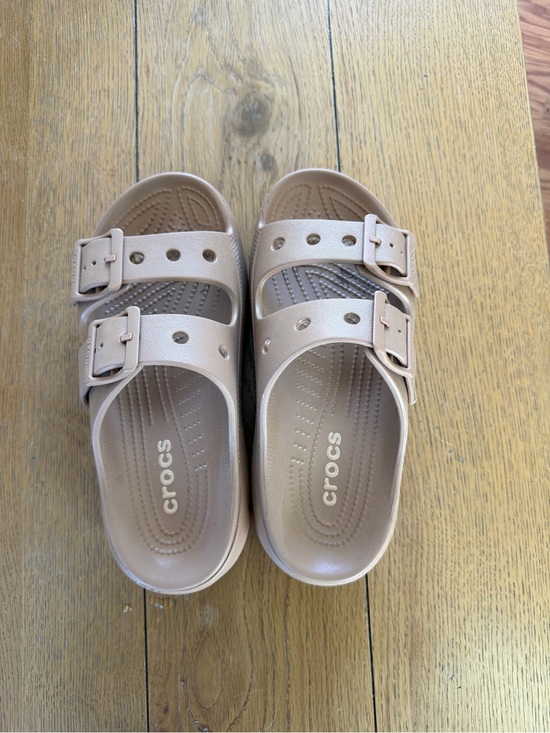 CROCS Shoes - CROCS Platform Double Buckle Slide Sandals in Blush Pink